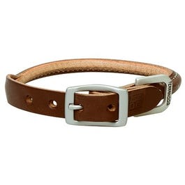 Rolled Dog Collar, Brown, 3/4 x 17-In.