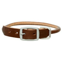 Rolled Dog Collar, Brown, 1 x 21-In.