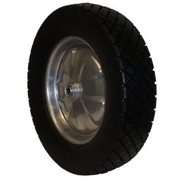 Wheelbarrow Tire + Wheel Assembly, Knobby Tread, Flat Free, 4.80-8