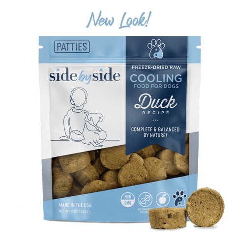 Side By Side  Cooling – Freeze Dried Raw Duck Patties (12 oz)