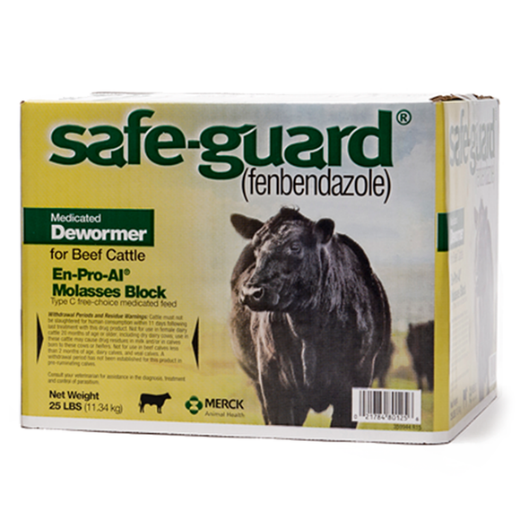 Merck Safe-Guard®  (fenbendazole) ENPROAL Molasses Deworming Supplement Block (Medicated) (25 lb Block)