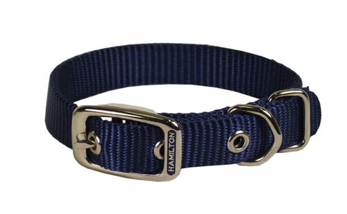 Hamilton Classic Single Thick Buckle Collars, Medium Navy Blue