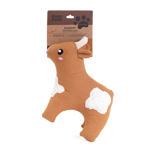 Zippy Paws ecoZippy Cotton Cuddler Cow Dog Toy