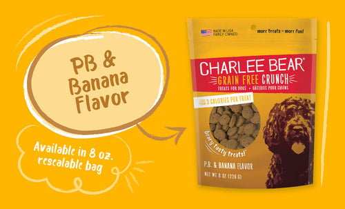 Charlee Bear Grain Free Crunch Peanut Butter & Banana Flavor Dog Treats (8-oz)