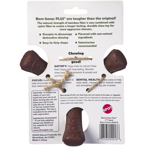 Ethical Pet Spot Bam-Bones Plus Tri-pods Bison Dog Chew Toy