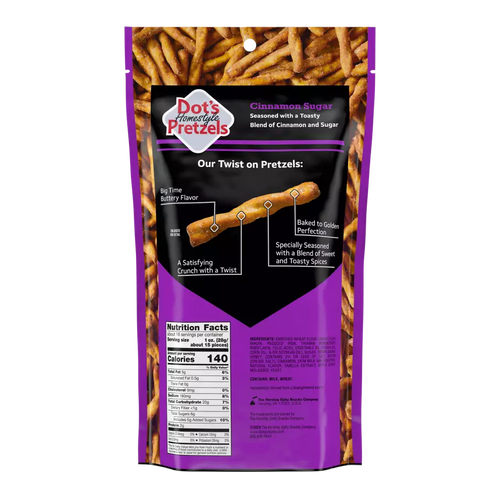 DOT'S HOMESTYLE PRETZELS Cinnamon Sugar Seasoned Pretzel Twists