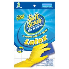 Latex Gloves, Yellow With Flocked Lining, Medium, 2-Pr.