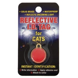 Cat I.D. Tag, Reflective, Brass