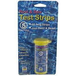 Pool Test Strips, 5-Factor, 50-Ct.