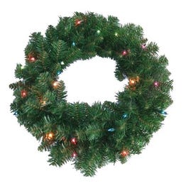 Lighted Artificial Wreath, 24-In.