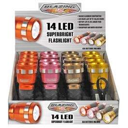 14 LED Cool Color Flashlight, Aluminum, Assorted Colors