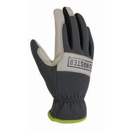 Hybrid High-Performance Work Gloves, Leather Palm, Spandex Shell, Men's XL