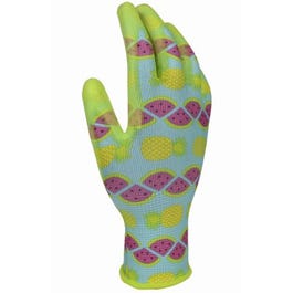 Garden Gloves, Polyurethane-Coated, Stretch Knit, Women's Medium