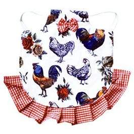 Hen Saddle Apron Jacket, Red Chickens & Roses