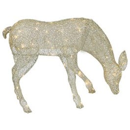 LED Christmas Outdoor Decoration, Gold Mesh, Grazing Doe, 38-In.