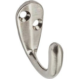 Hat & Coat Hook With Ball Tip, Die-Cast Zinc With Satin Nickel Finish, 2-Pk.