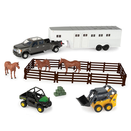 John Deere 1:32 John Deere Hobby Set with Skid Loader, Gator, Ford Pick up and Trailer