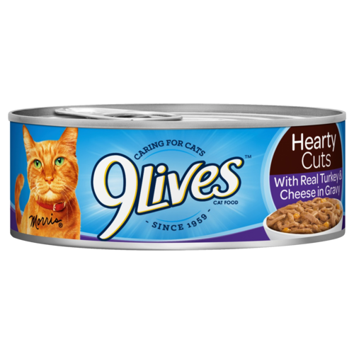 9 Lives Hearty Cuts With Real Turkey & Cheese in Gravy Cat Food (5.5-oz, case of 24)